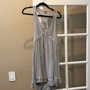 POL Gray Lace Trim Dress